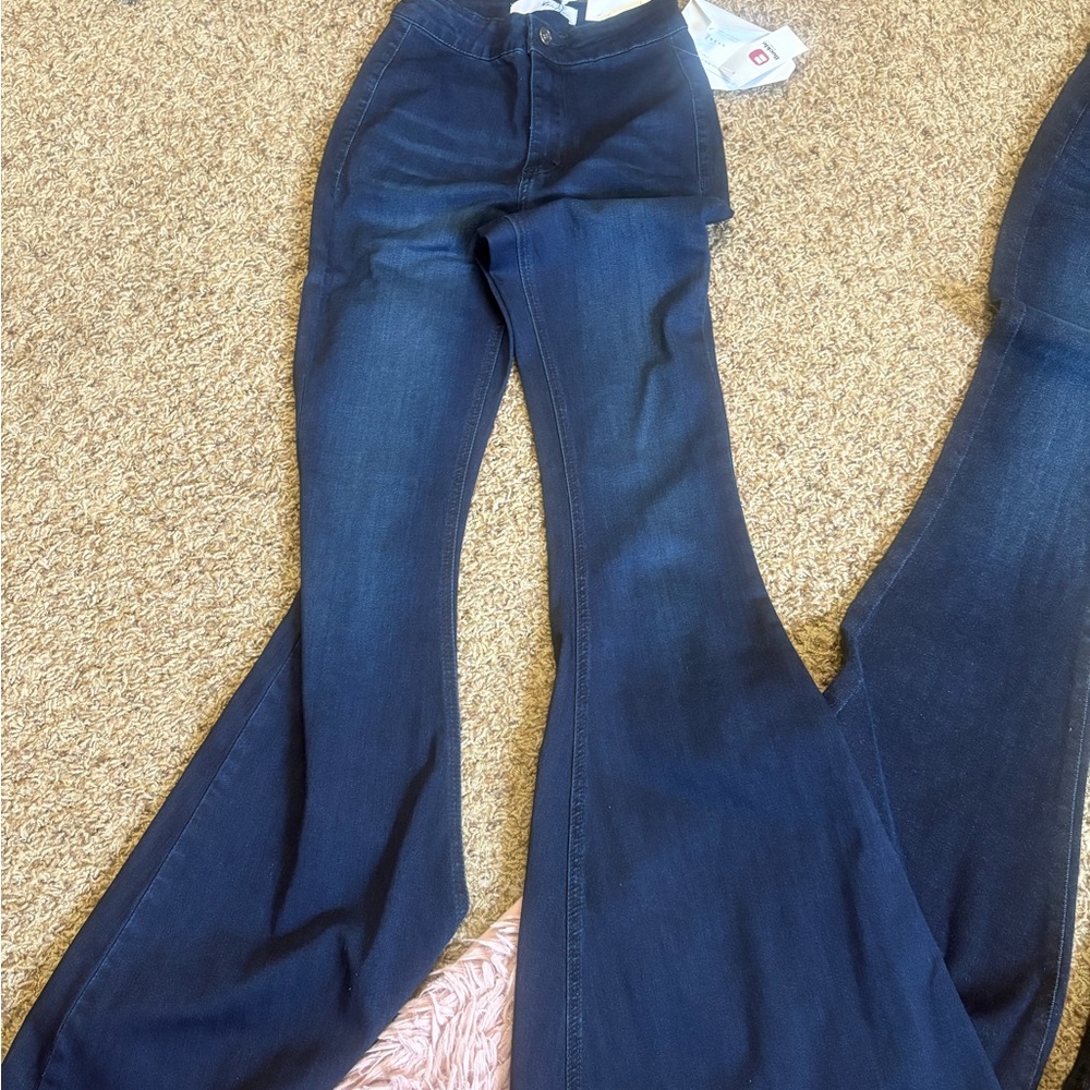 Buckle Dark Blue Flare Jeans